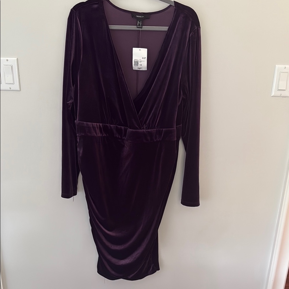 Forever 21 Deep Purple Velvet Midi Dress